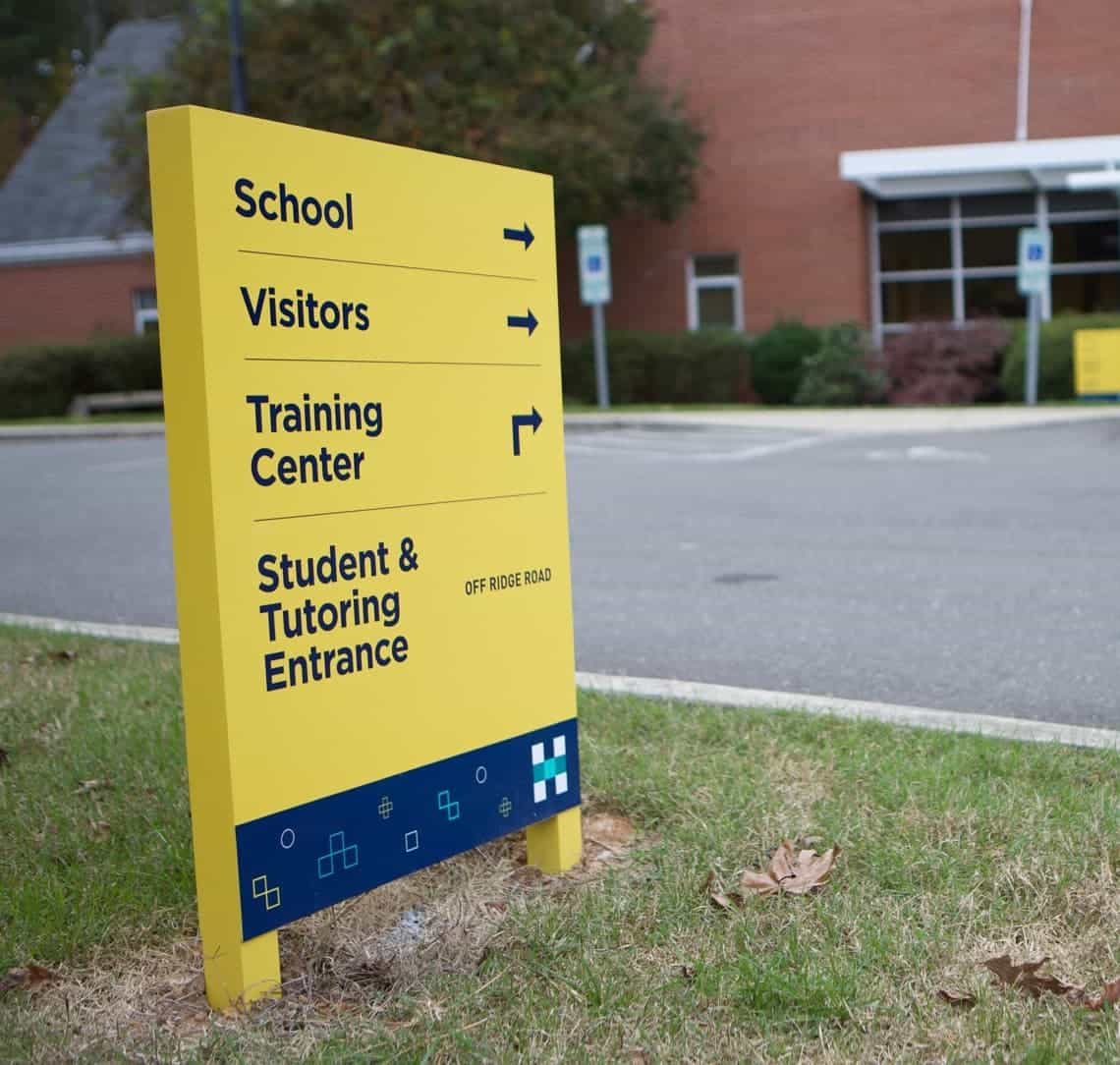 Hill Learning Center School Outdoor directional sign