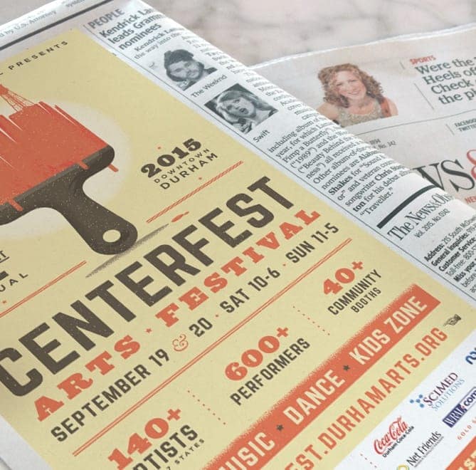 Newspaper ad for the CenterFest Arts Festival