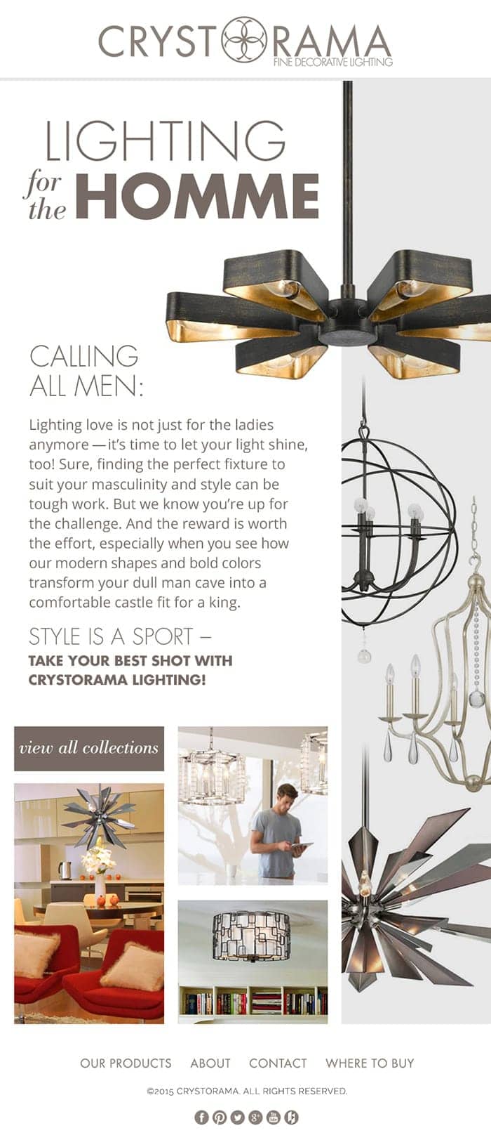 Mens style lighting from the Crystorama website
