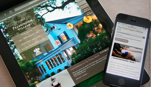 fearrington village website on tablet and mobile