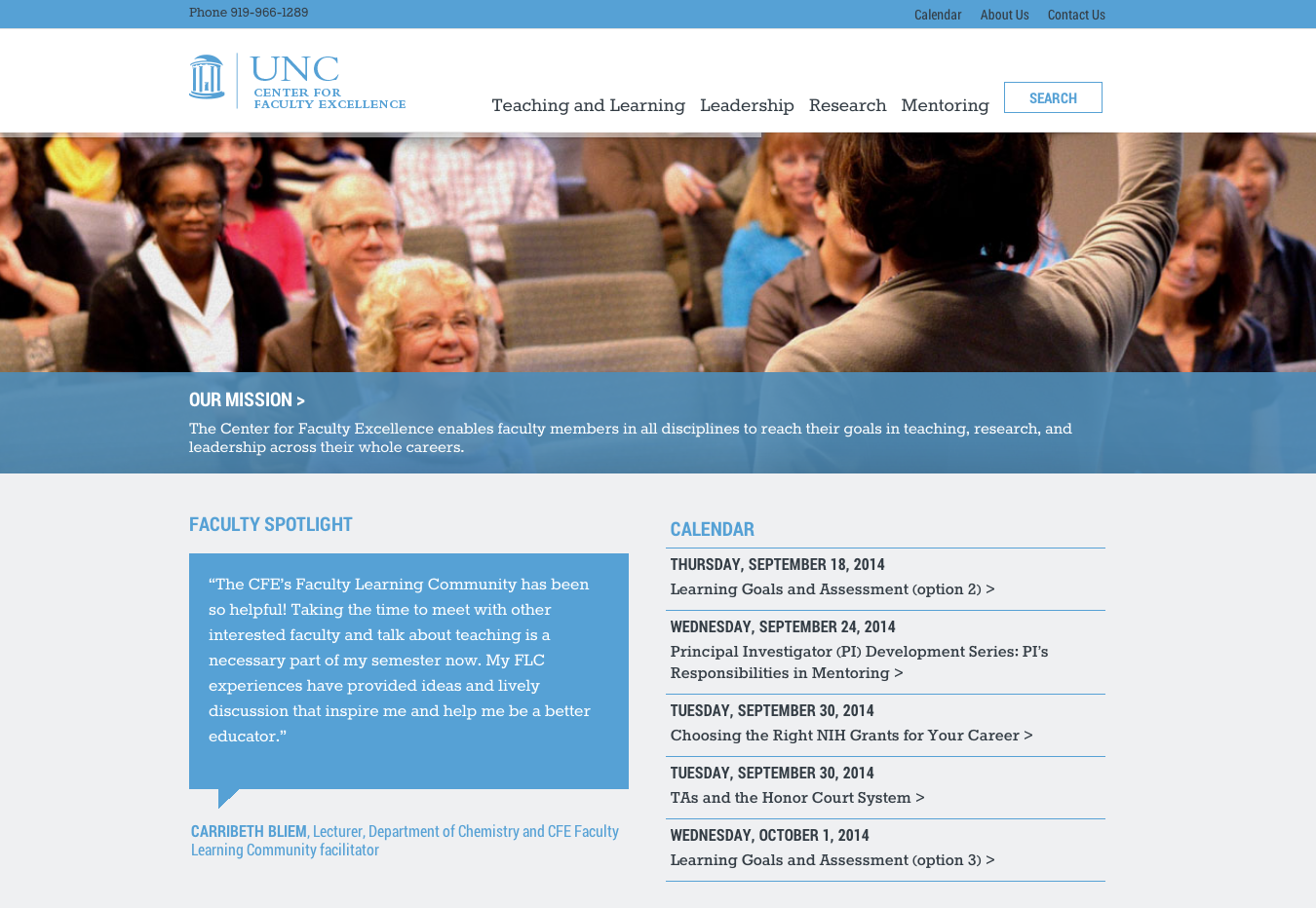 unc center for faculty excellence website
