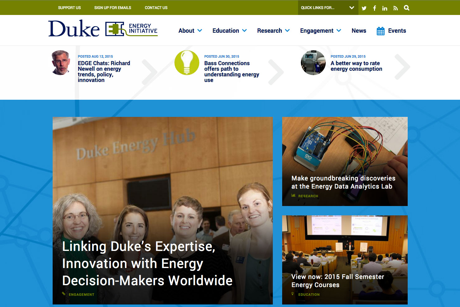 front page of duke energy initiative website