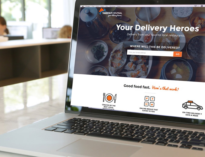 takeout delivery website displayed on a mac book