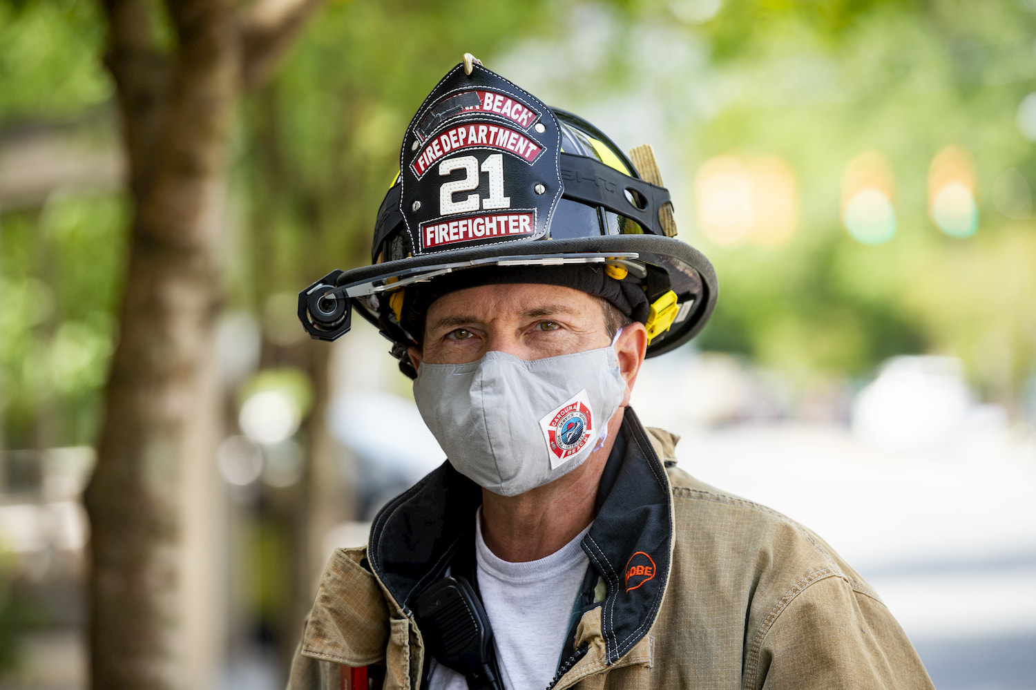 fireman wearing mask