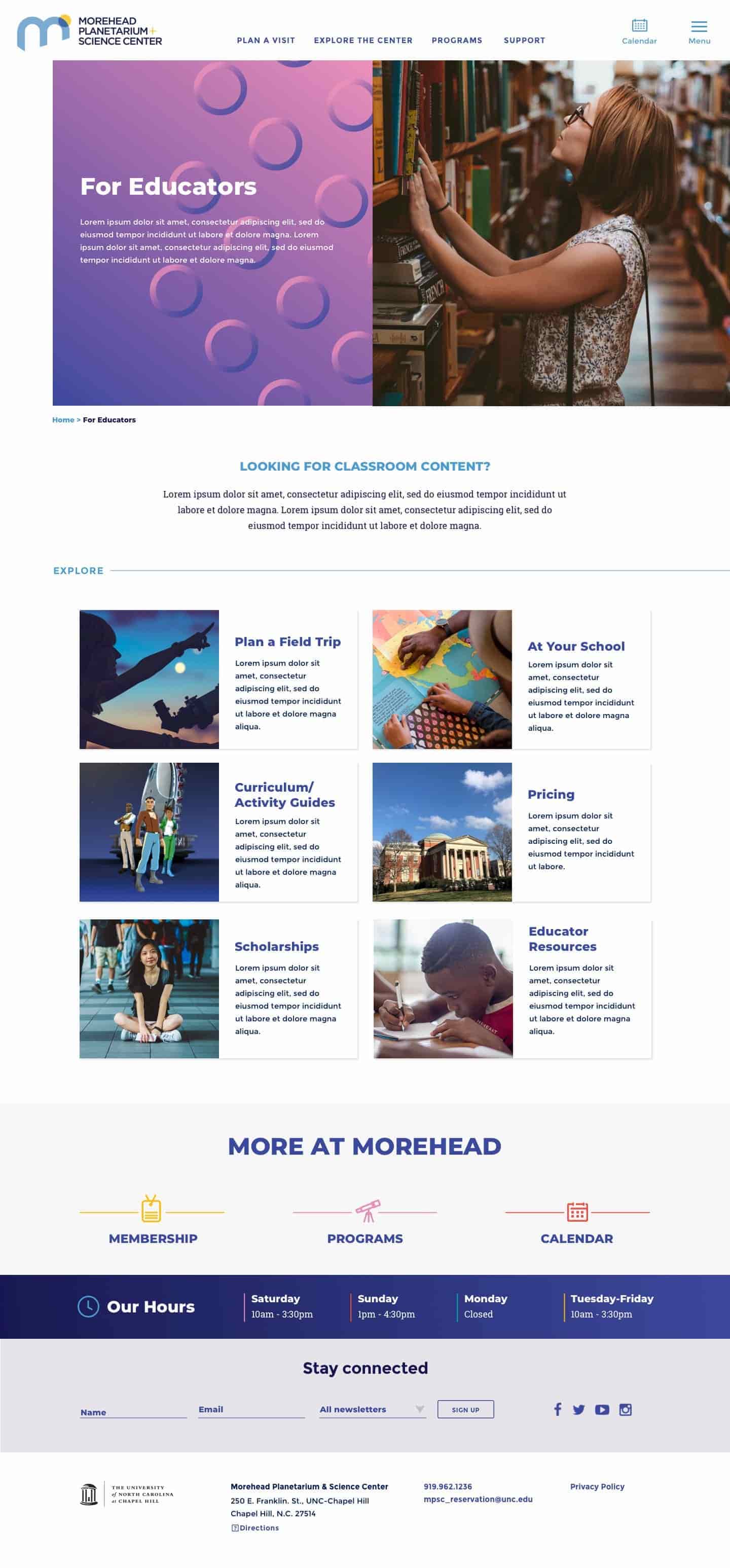 Morehead Planetarium Educators web page on laptop