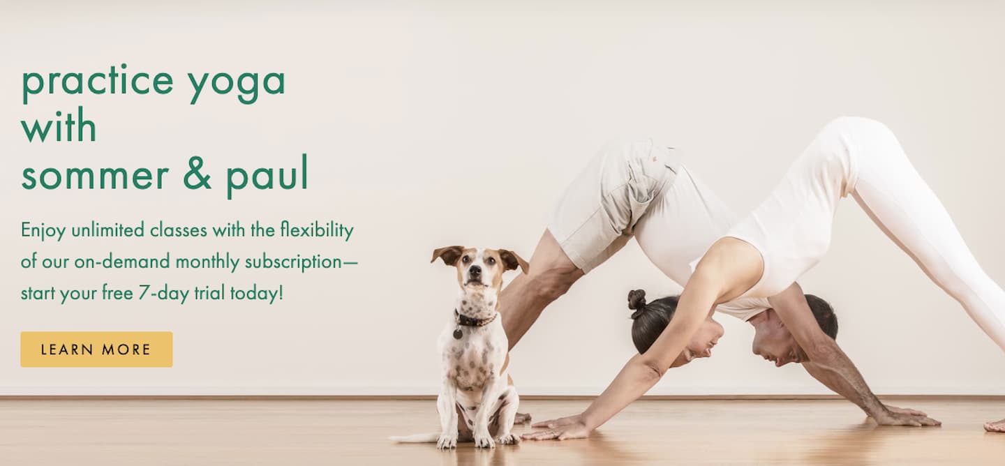 Practice Yoga with Summer and Paul and their dog
