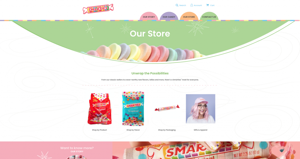 Smarties website store page