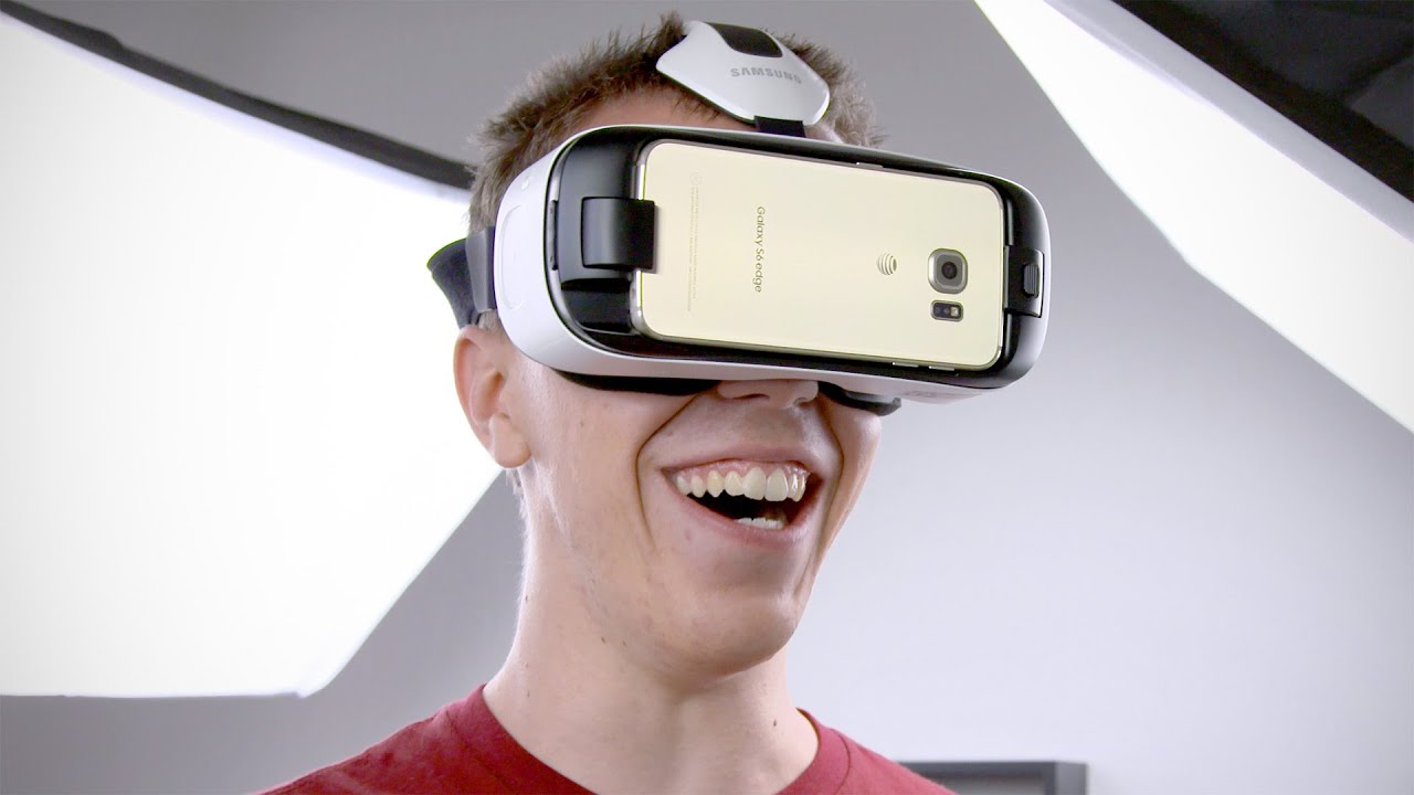 Man wearing Galaxy phone VR headset
